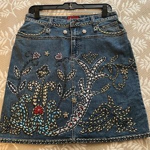 Embellished jean skirt